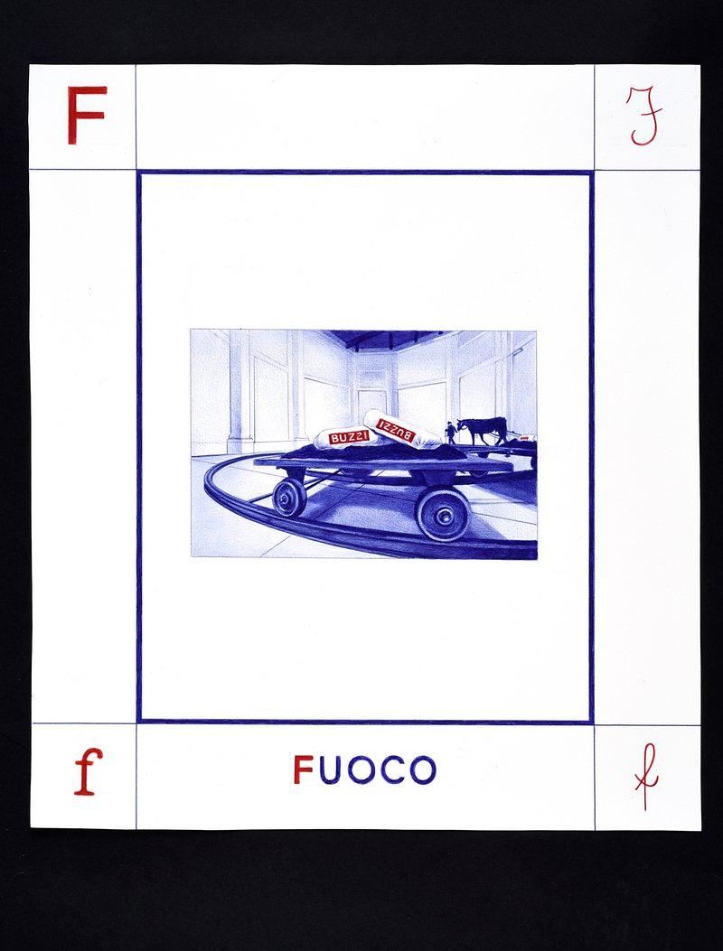 F - FUOCO - Giuseppe Stampone - Penna Bic su carta (dim. 45x50 cm)
