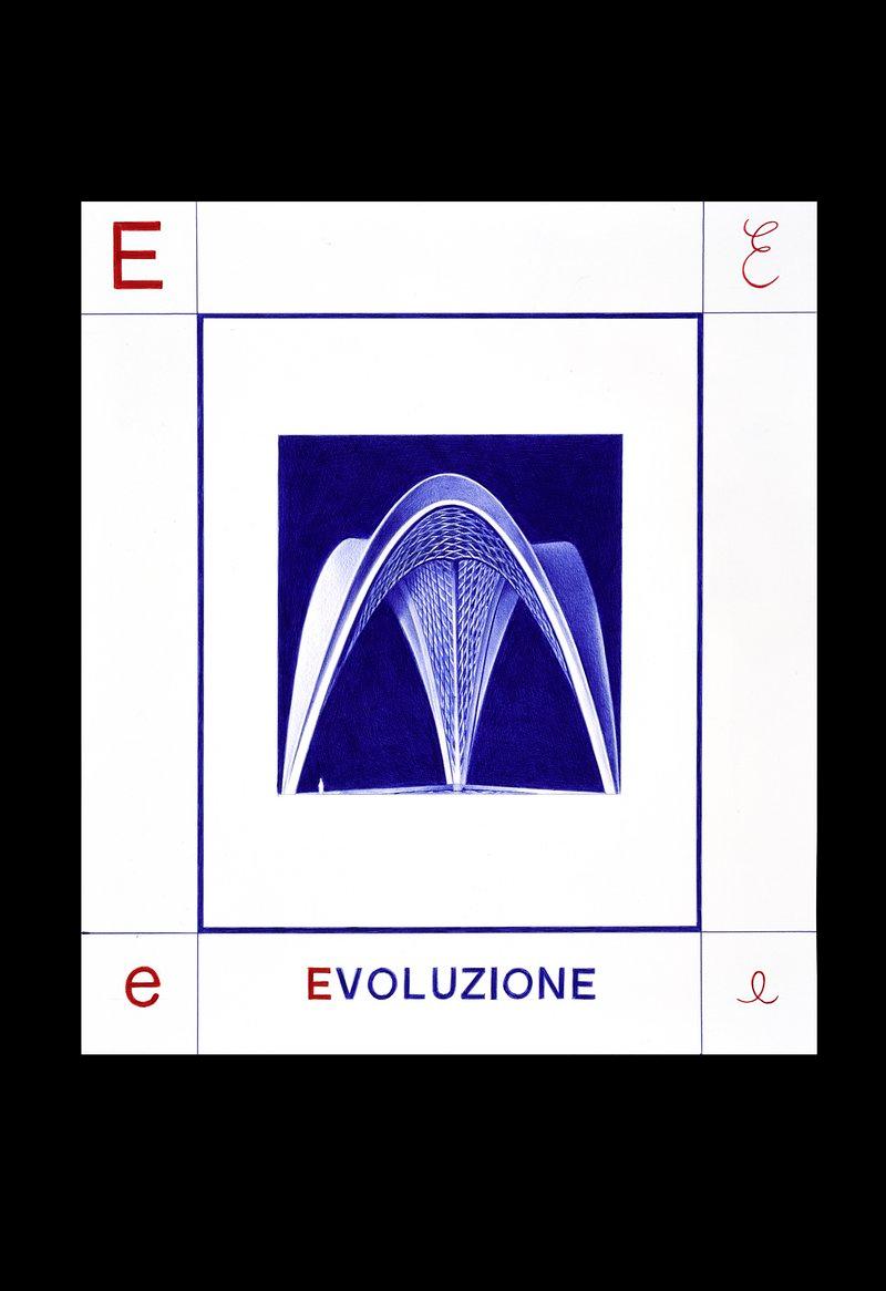 E - EVOLUZIONE - Giuseppe Stampone - Penna Bic su carta (dim. 45x50 cm)